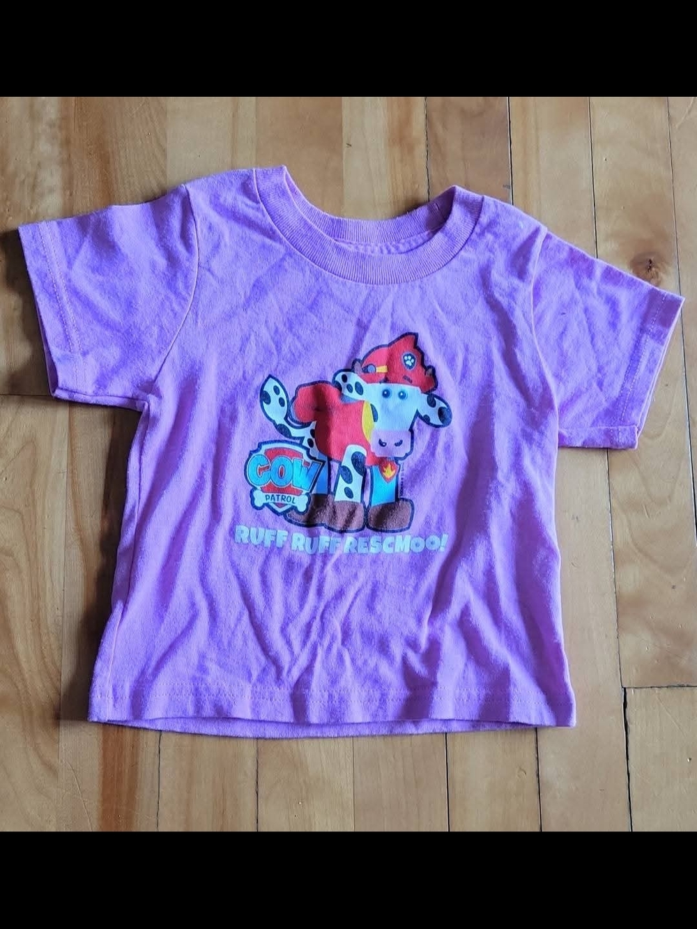 Pink Kids Graphic Tee with Cow Patrol Design